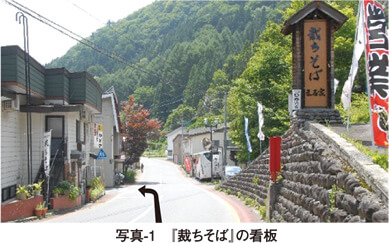 写真1 裁ちそばの看板