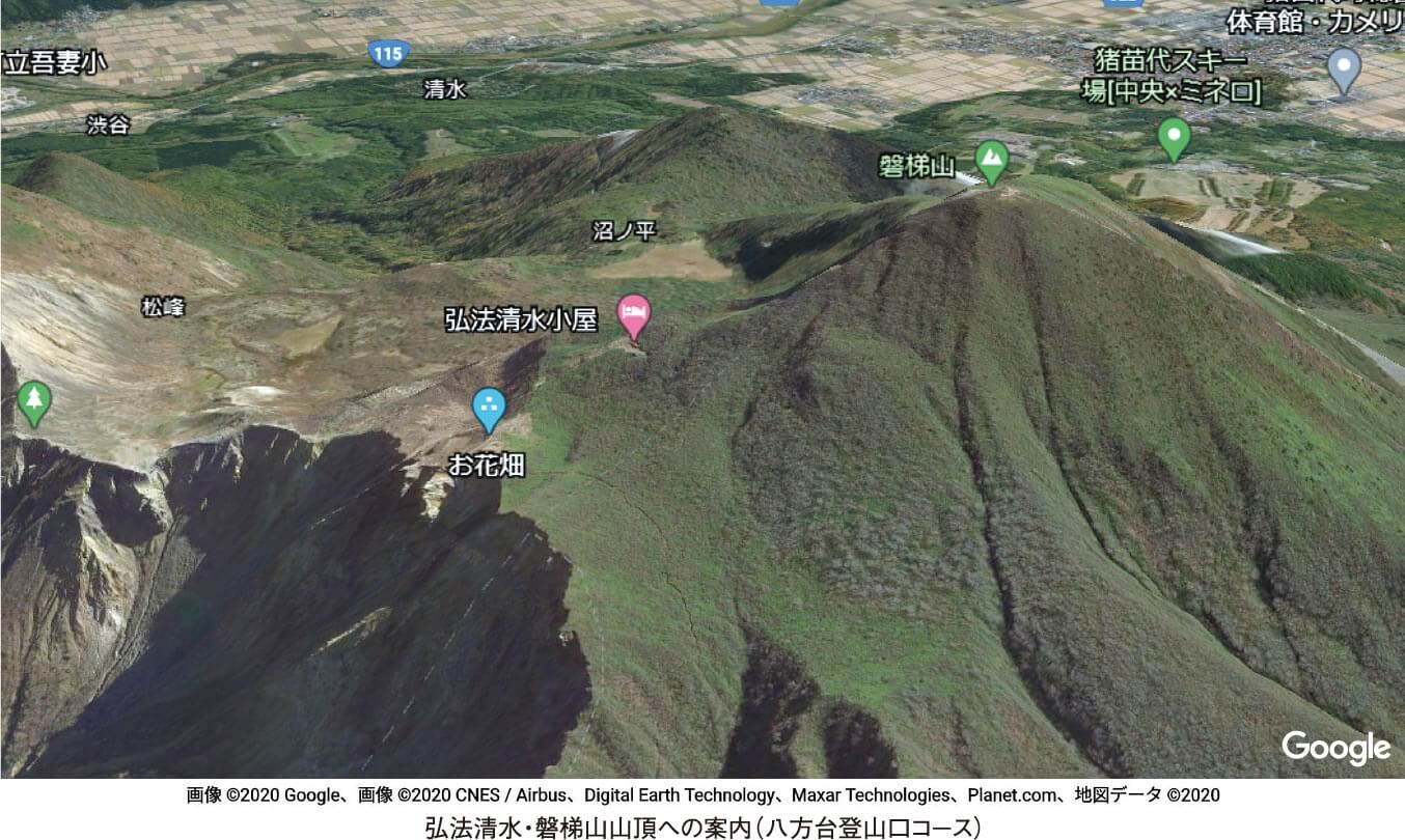 弘法清水・磐梯山山頂への案内（八方台登山口コース）