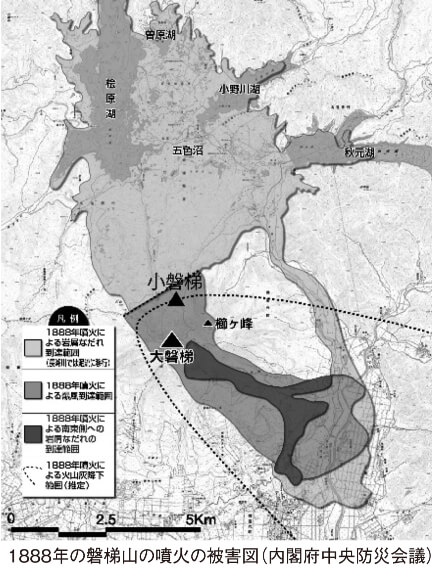 図-2　1888年の磐梯山の噴火の被害図（内閣府中央防災会議）