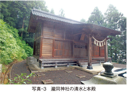 写真-3　瀧同神社の清水と本殿