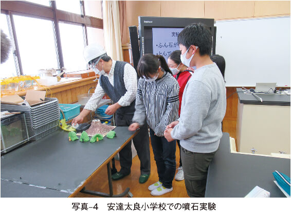 写真‒4　安達太良小学校での噴石実験